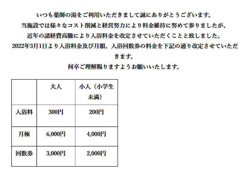 値上げしてたのね 村杉温泉共同浴場「薬師の湯」: 新潟つれづれ日記